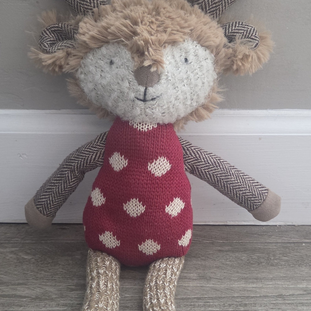 Anthropologie Red and Cream Plush Toy